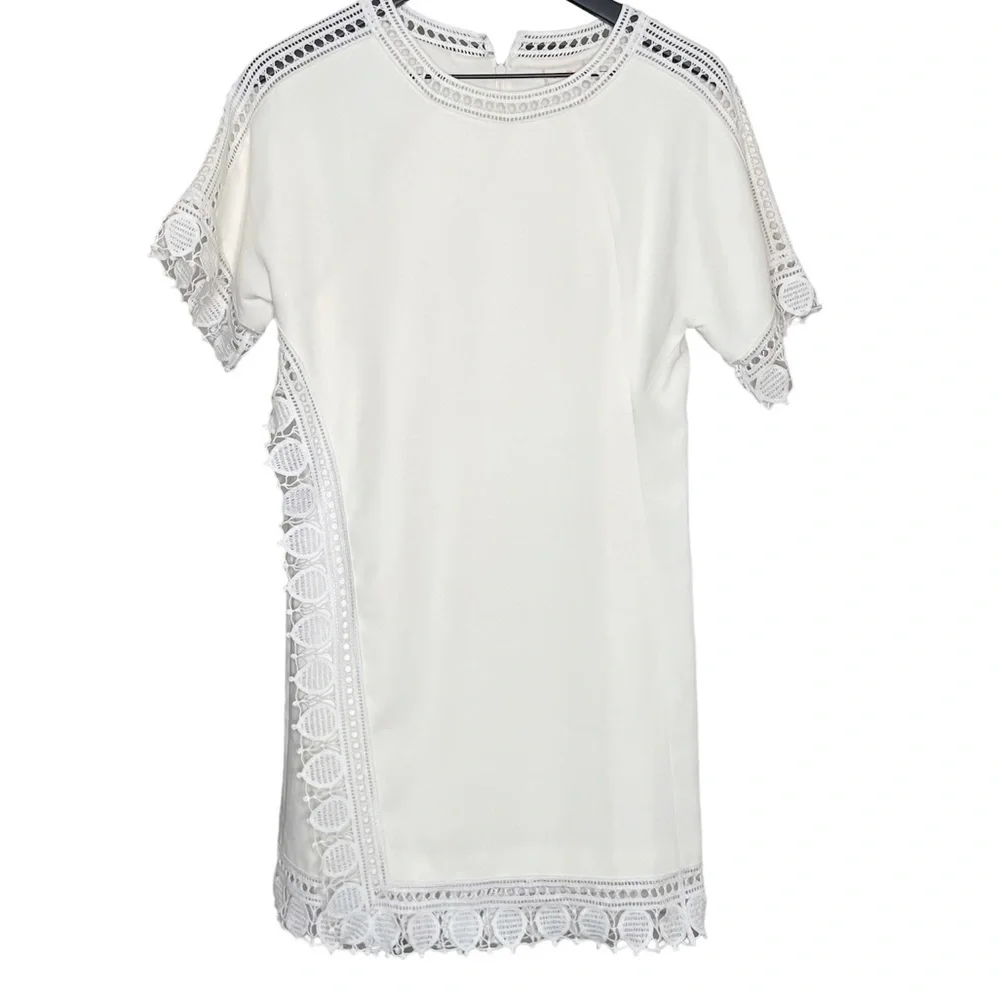 Tory Burch Women’s Marissa Ivory Cream White Lace Trim Mini Dress Size 4